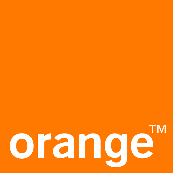 L'image contient du Orange et représente le logo de l'entreprise Orange. Le clique amène au site corporate de la société. Webmaster.